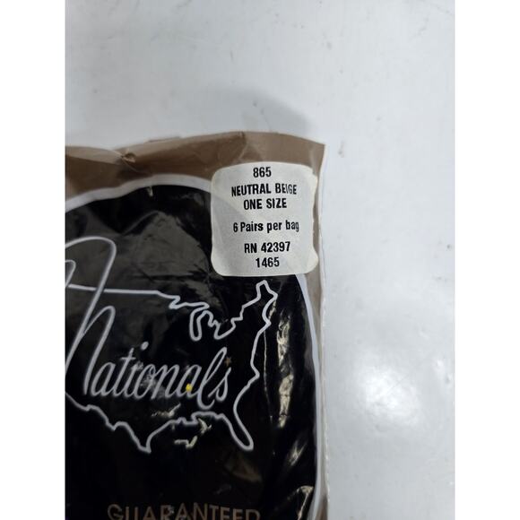 Vtg. Nationals Hosiery 865 Brown Beige Sheer Non-Run Knee High One Size 6 Pair - Picture 2 of 3